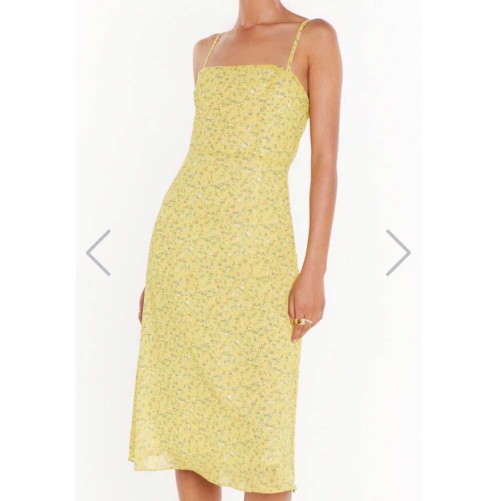 Nasty Gal yellow floral midi dress